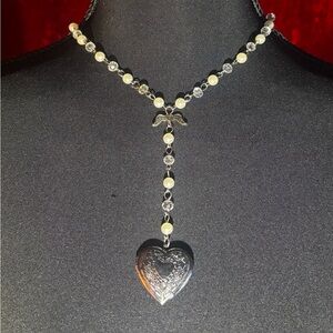 Elegant handmade Silver and Gold Heart locket Necklace